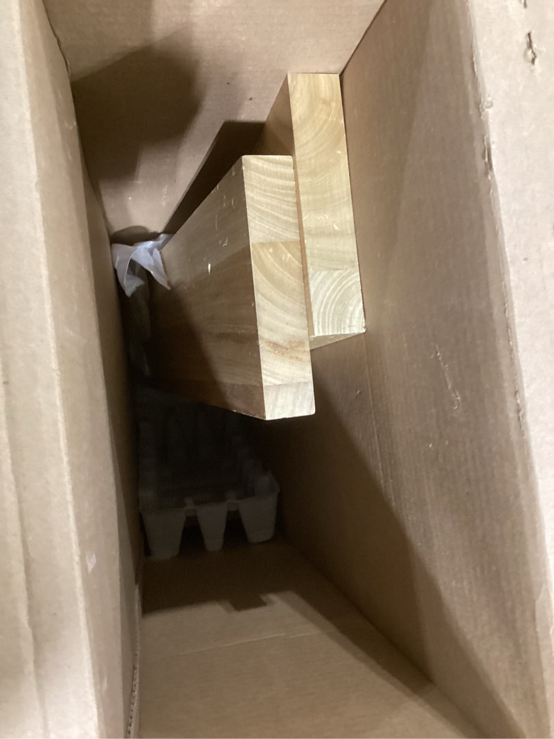 Condition photo showing As Is for 36 Inch Floating Shelves for Wall Set of 2, 8\"D Wood Grain Bathroom Shelves with Invisible Brackets, Easy Install Engineered Wood Storage Shelves for Kitchen, Living Room, Bedroom, Oak Finish Natural Oak Finish 36\"Wx8\"Dx1.2\"H, 2Pack INCOMPLETE 