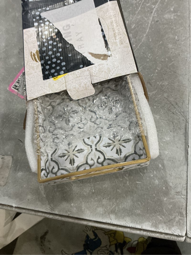 Condition photo showing Good Condition for maoname white decorative tray, plastic serving tray with handles, rectangular moroccan tray, long narrow tray for bathroom, kitchen sink, 13.8" x 6" x 1.57"