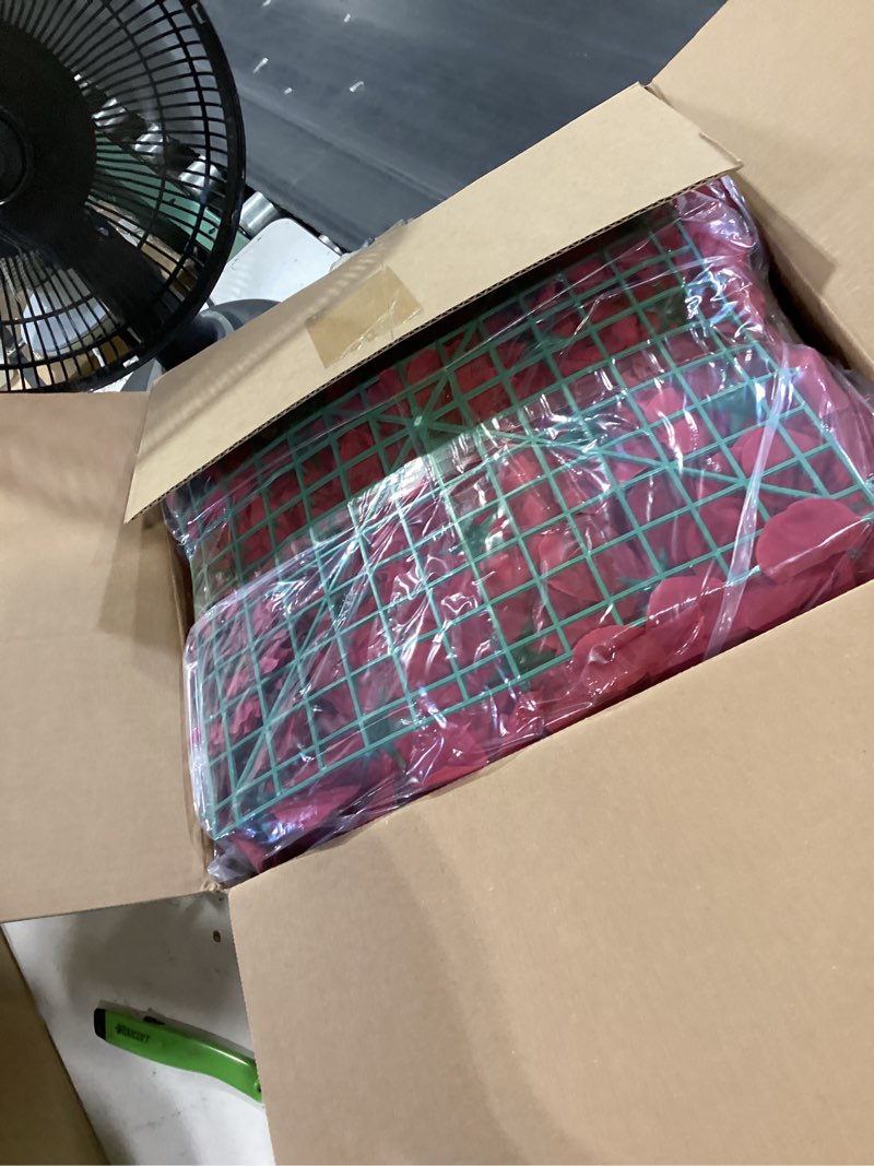 Condition photo showing Good Condition for flower wall backdrop 6 pcs 16.5x16.5 inch artificial floral wall panel silk rose wall decor ideal for wedding celebrations, festive party backdrops, and home decor-maroon maroon 16.5inch