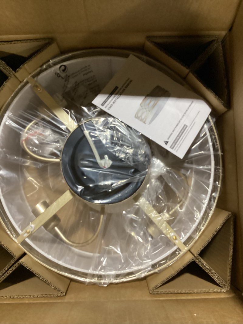 Condition photo showing New/Like New for 20" gold flush mount ceiling fan with light, caged boho ceiling fan with lights remote control with 6 speeds for bedroom, living room, nursery