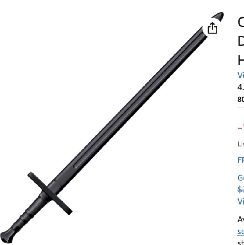 cold steel hand & a half 92bkhnhz training sword