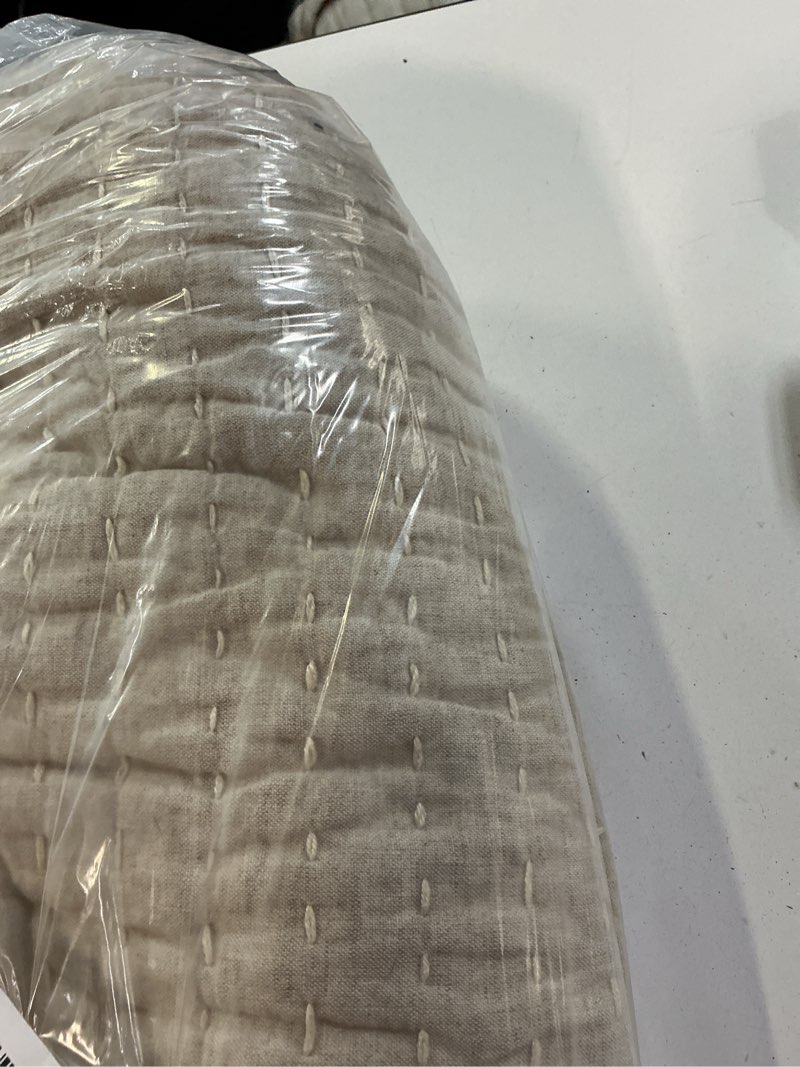 Condition photo showing Good Condition for european linen cotton stitch quilt set, king/cal king, natural