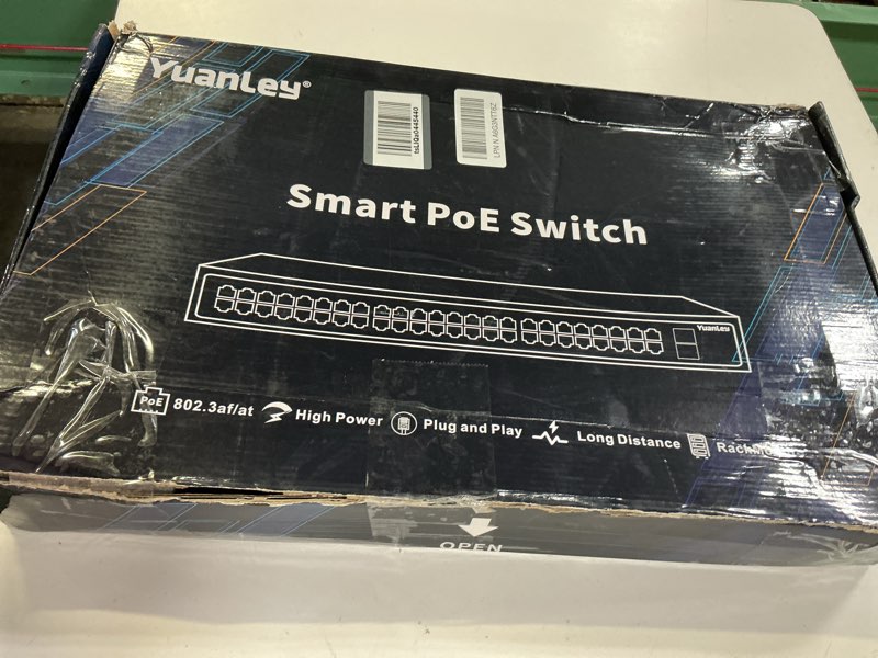 Condition photo showing New/Like New for yuanley 48 port gigabit poe switch unmanaged with 2 1000mbps sfp uplink, 50 port 802.3af/at 800w high power poe+ network switch, metal rackmount power over ethernet switch