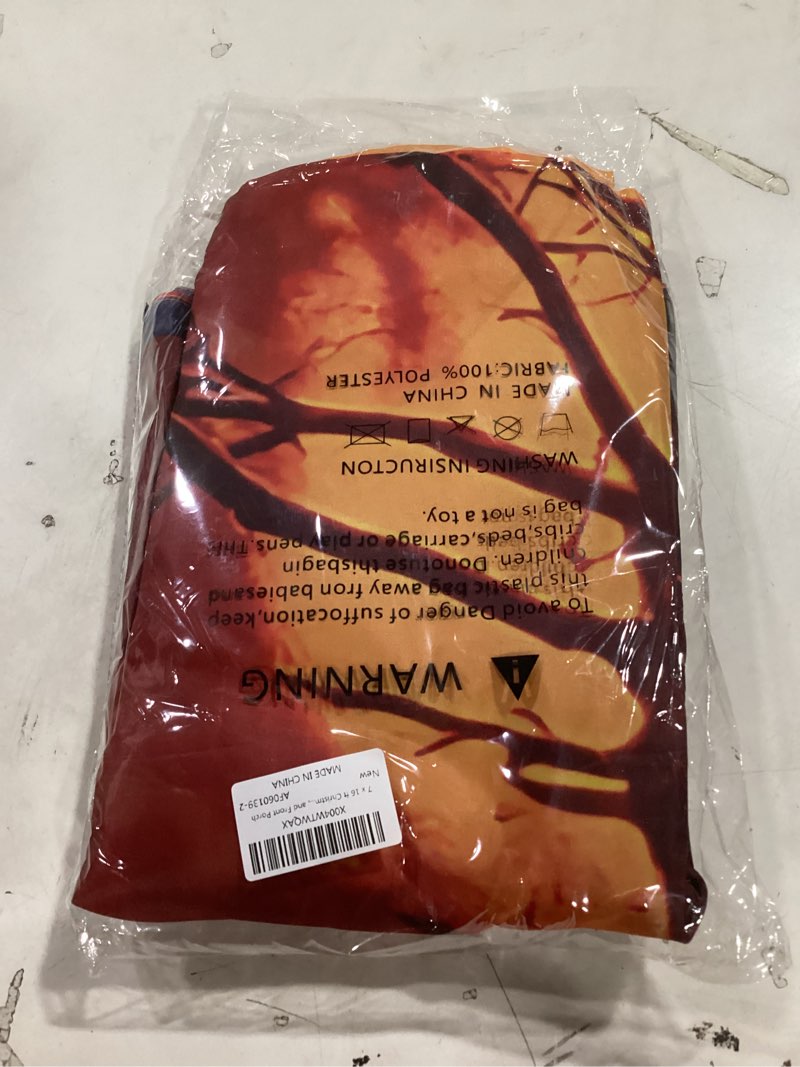 Condition photo showing New/Like New for 7 x 16 ft Christmas Garage Door Banner with Santa Claus and Sunset – Holiday Garage Mural Cover with Tree, Lantern, and Gifts – Winter Outdoor Decoration for Home, Yard, and Front Porch