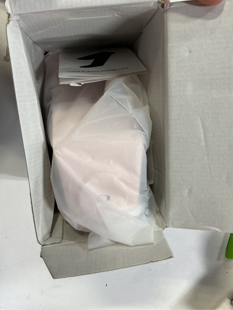 Condition photo showing New/Like New for 3 in 1 wireless charging, wireless charger stand for multiple apple devices, wireless charger for iphone 17 16 15 14 13 12 11 pro max xs xr 8, apple watch 11 9 8 7 6 se 5 4 3 2, airpods 3/2/pro pink