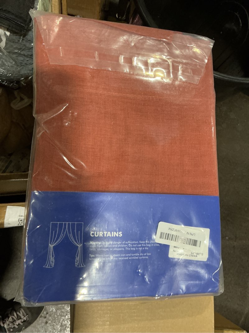 Condition photo showing Good Condition for miulee boho fall terracotta linen textured sheer curtains 54w×84l 2 panels | for bedroom/living room semi transparent voile drapes rust boho orange rustic fall decor window panels rod pocket terracotta 54"w x 84"l (pack of 2)