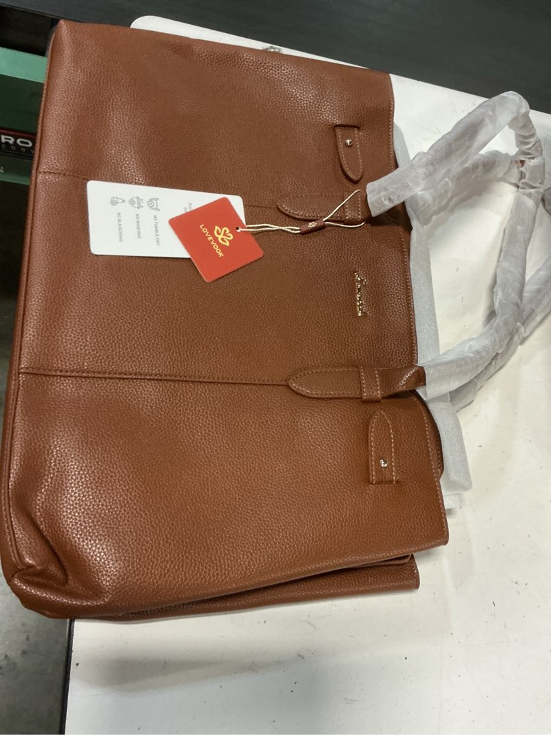 Condition photo showing New/Like New for LOVEVOOK Laptop Tote Bag for Women, 15.6 Inch Waterproof Leather Computer Work Purse with Zipper for Teacher & Travel 17 Inch Brown