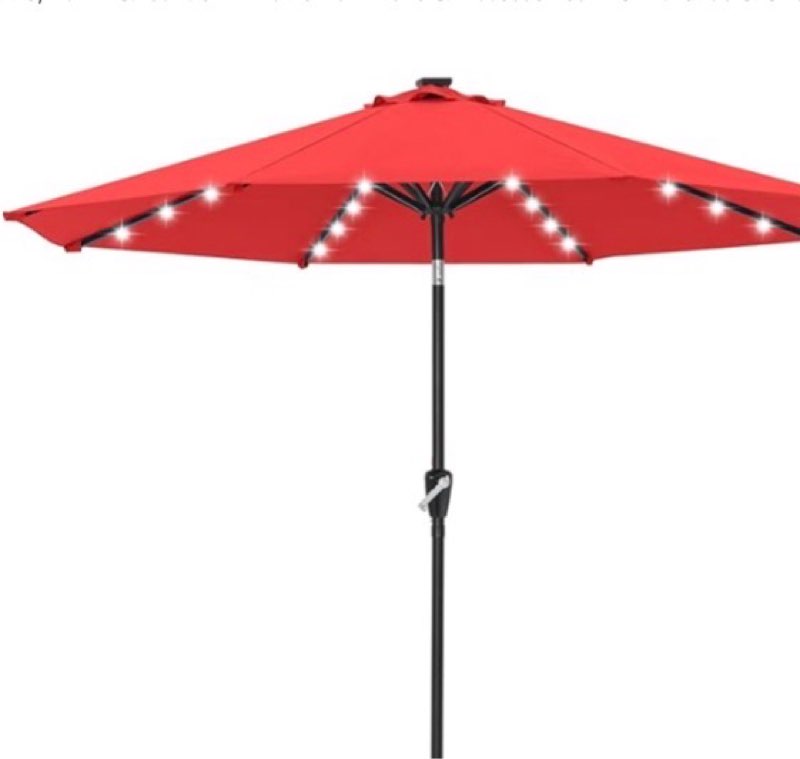 abccanopy durable solar led patio umbrellas with 32led lights 9ft (vermilion)