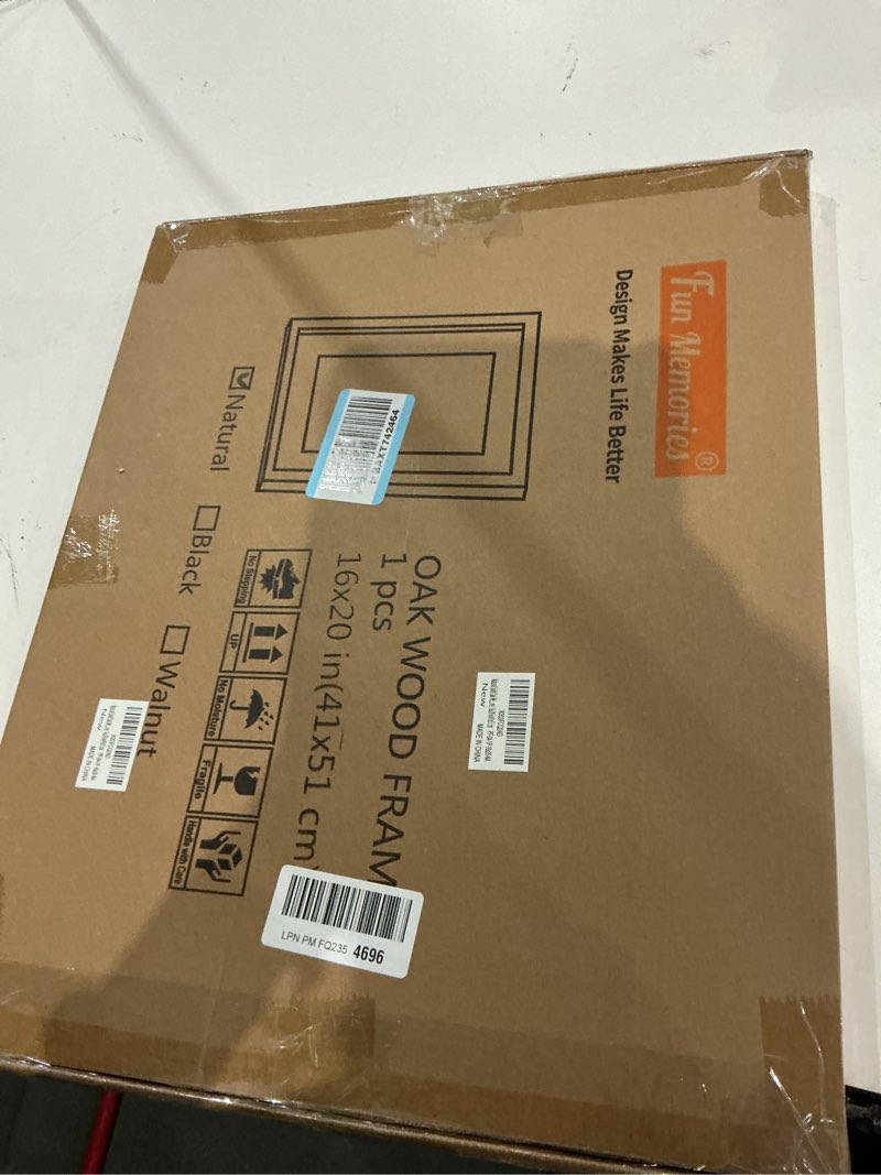 Condition photo showing New/Like New for 16x20 picture frame for wall, 16 x 20 solid oak wood frames, tempered glass, 16x20 picture frame with mat for 11x14, 16 by 20 wood frames, 16 x 20 matted poster frame, natural oak color oak 16x20 - 1p