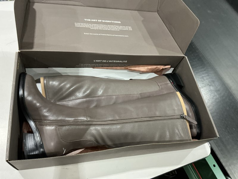 franco sarto womens bowman square toe wide calf knee high boot 5 shadow grey leather regular calf