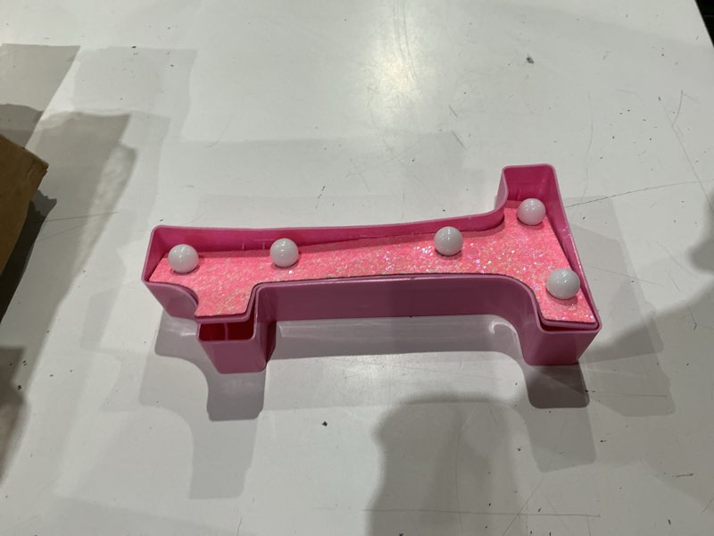 Condition photo showing As Is for led marquee light up numbers(1)– light up number sign for birthday party,girls room table decor, marquee numbers with warm pink glow, battery operated pink digits pink 1