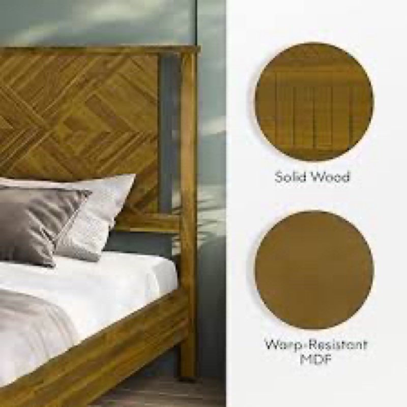 Bme Ethan deluxe plateform bed frame with headboard rustic seadrift-king