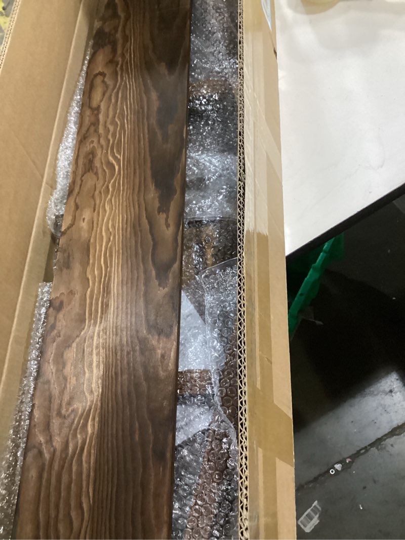 Condition photo showing New/Like New for 43.3" Farmhouse Bench, End of Bed Bench,Solid Wood Entryway Bench, Indoor Bench, Rustic Wood Bench Seat for Indoor,Entryway, Dining Room, Living Room, Hallway, end Bed and Front Door 43.3" Brown