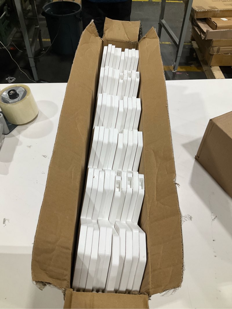 Condition photo showing Good Condition for lalagreen garden edging border (23x8.5 inch, 10 pack) white plastic fence panels, landscape edging for yard lawn patio pathways trees, decorative flower bed borders outdoor style decor white x 10
