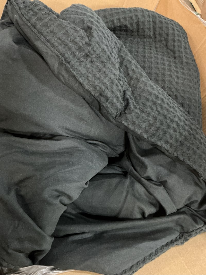 Condition photo showing Good Condition for PHF Ultra Soft Waffle Weave Comforter Set California King Size, 3 Pieces Lightweight Breathable Comfy Bedding Set, Comfy Textured 1 Comforter with 2 Pillow Shams, Black California King Black