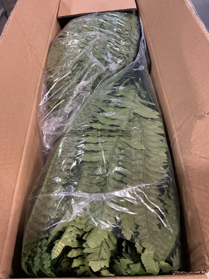 Condition photo showing New/Like New for suntee 48" large artificial ferns 1 pack, realistic fake boston fern plant with 100 bendable fronds, uv resistant zero maintenance faux bush for outdoors garden patio porch living room home decor