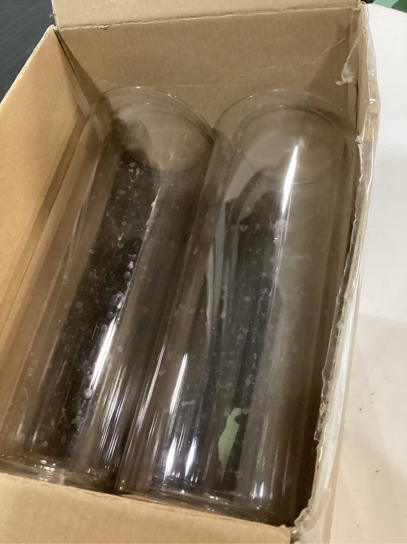 Condition photo showing As Is for nuogo 12 pcs plastic clear cylinder vase for home 10 inch acrylic flower clear vase centerpiece for centerpieces wedding party decorations