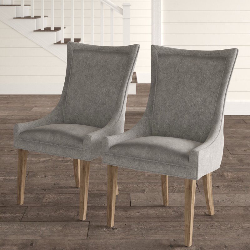 Ultra Upholstered Dining Chairs with High-Back Design and Solid Wood Legs (Set of 2)