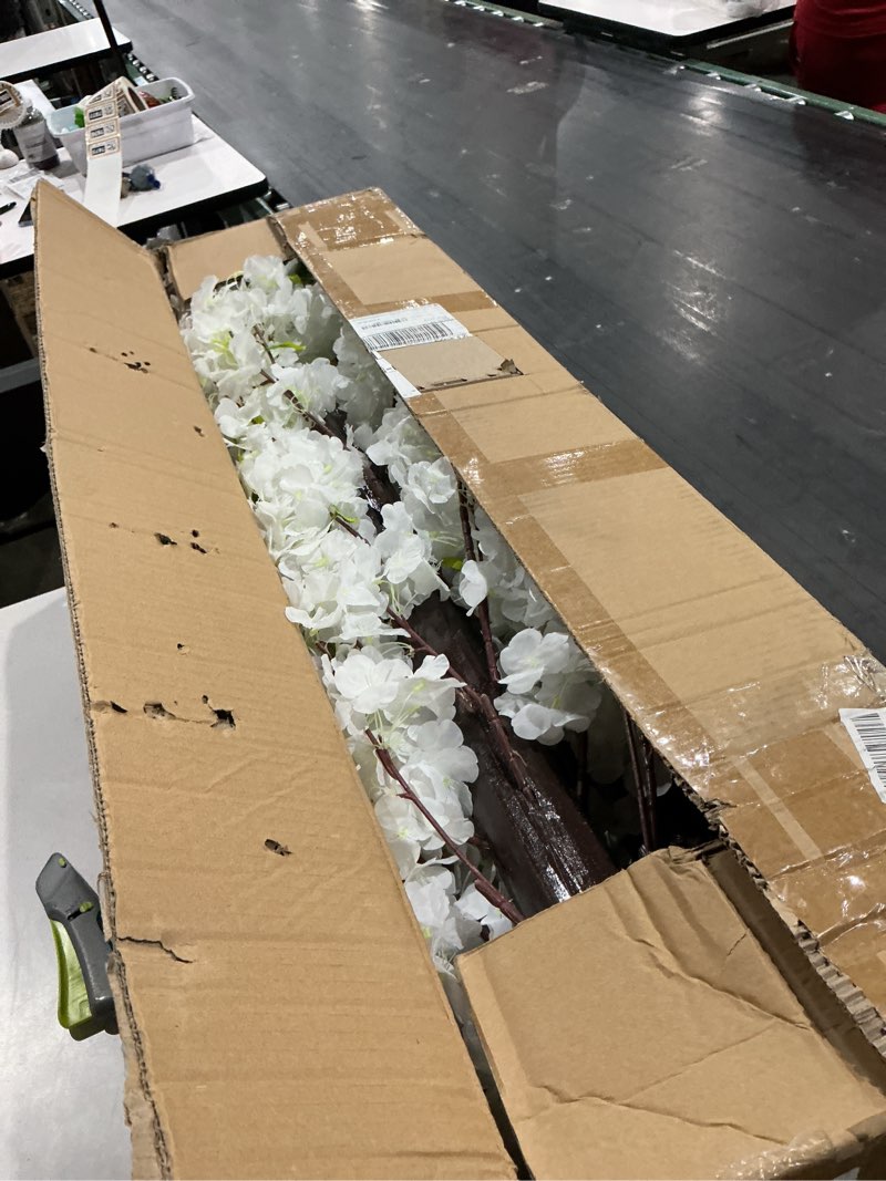 Condition photo showing As Is for artificial cherry blossom tree - handmade white fake cherry blossom tree centerpieces for wedding party christmas garden indoor & outdoor white 4 ft
