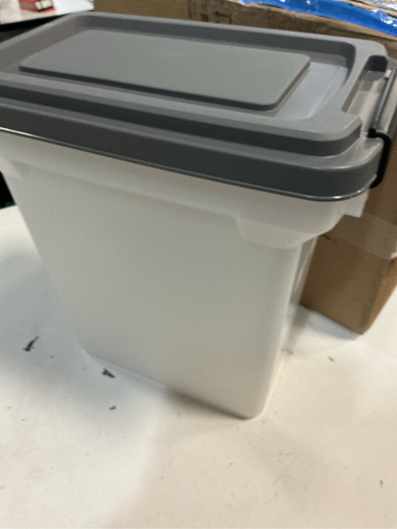 Condition photo showing Good Condition for iris usa dog food storage container, airtight lid, 2-cup scoop, up to 13 pounds pet food storage, versatile pet food bin, treats, bpa free, dark gray