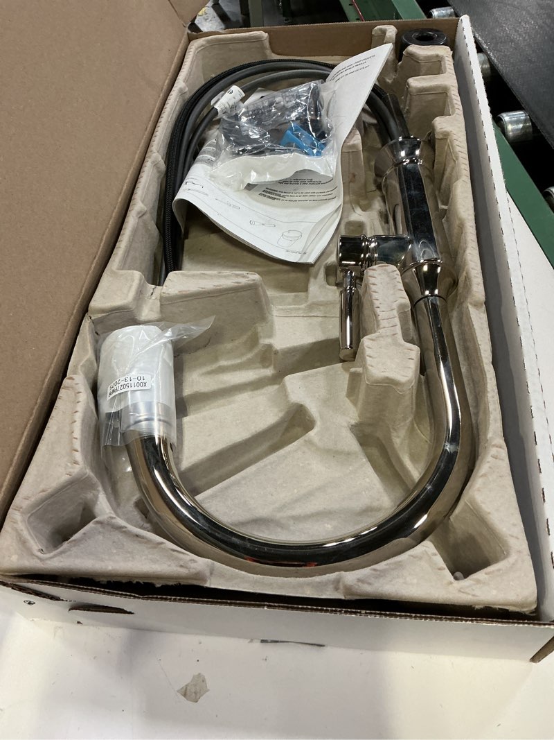 Condition photo showing Good Condition for delta renaldi kitchen faucet with pull down sprayer, brushed nickel, delta proclean, pull down kitchen faucet, lumicoat arctic stainless 9184-ar-pr-dst arctic stainless standard activation