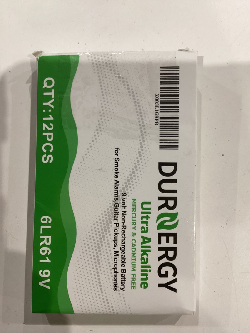 Condition photo showing As Is for durnergy 9v batteries 12 pack, 10-year shelf life, 9v battery for smoke detector, 9 volt power supply for guitar pedals, square batteries 9v alkaline batteries 12 count (pack of 1) alkaline