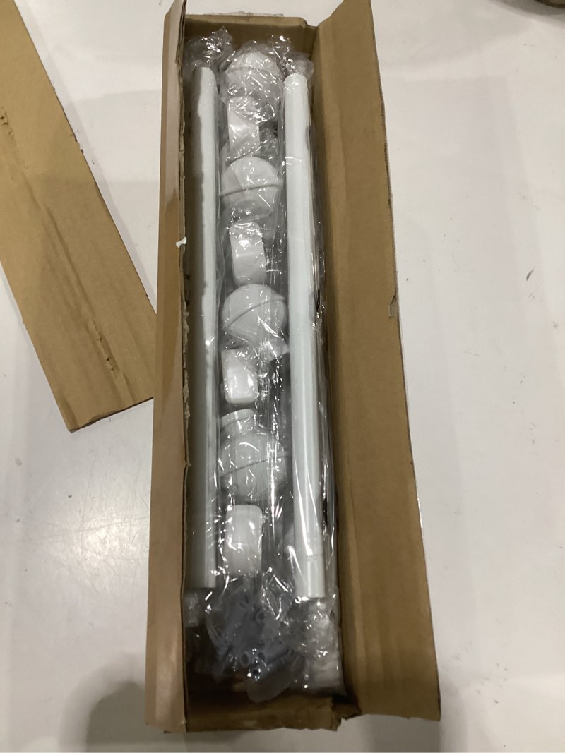 Condition photo showing As Is for enjoybasics 2 pack no drill curtain rods for window 28 to 48 inches, 5/8 inch diameter renter friendly drapery rod with adhesive brackets without drilling, adjustable from 27 to 52 inches, white white 27-52"