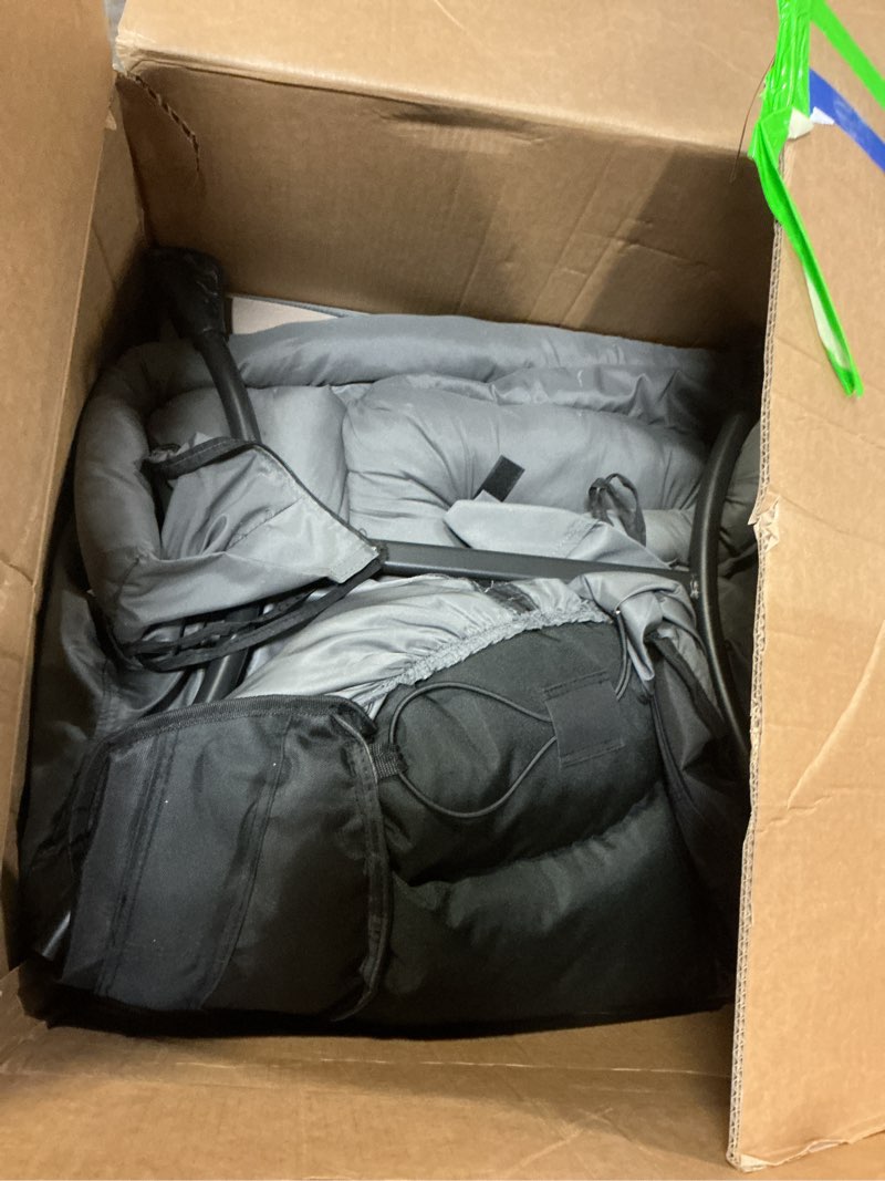 Condition photo showing As Is for LITA Lazy Chair with Ottoman, Modern Accent Leisure Upholstered Lazy Sofa Armchair, Contemporary Lounge Reading Chair with Armrests and a Side Pocket for Living Room, Bedroom & Small Space, Dark Grey