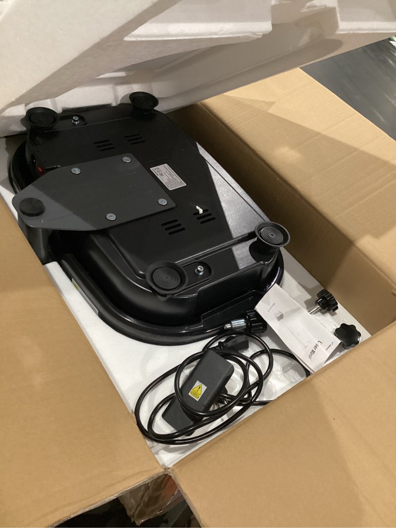 Condition photo showing As Is for merach vibration plate exercise machine with handle, 330 lbs capacity | adjustable height, 55 speeds, vibrating plate for lymphatic drainage & weight loss, whole body fitness equipment for home gym