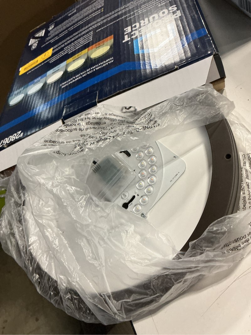 Condition photo showing As Is for Project Source Adjustable Color Temperature 13-in Bronze Indoor 1 -Light LED Flush Mount Light