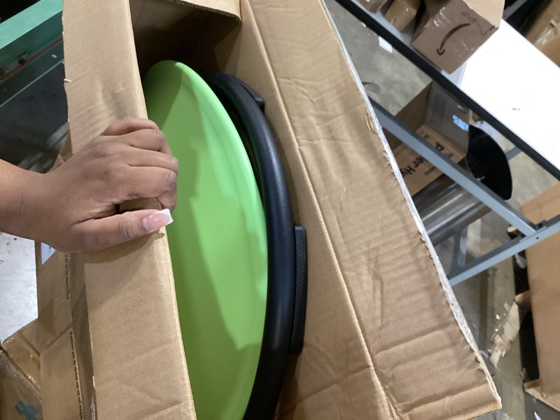 Condition photo showing As Is for vevor kids swivel chair, 220 lbs capacity, sensory spinning chair, autistic kids sensory toy chair with non-slip metal base, toddler sit and spin for coordination balance focus training green green round shape