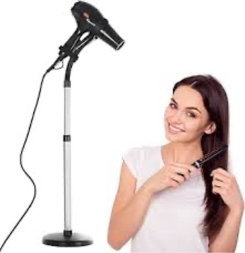Erytlly Hair Dryer Stand Hair Dryer Holder with Tripod Hands Free 360-Degree Rotating Universal Clip