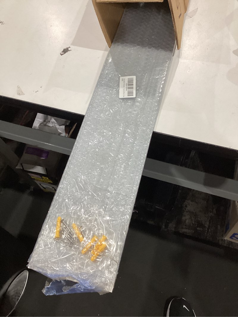 Condition photo showing Good Condition for aluminum door threshold - 48" l x 5" w 1pcs exterior door threshold with pre drilled holes and expansion screws, non-slip fluted saddle threshold flat profile threshold, prevent dust & airflow, silver 48in x 5in silvery-1pcs