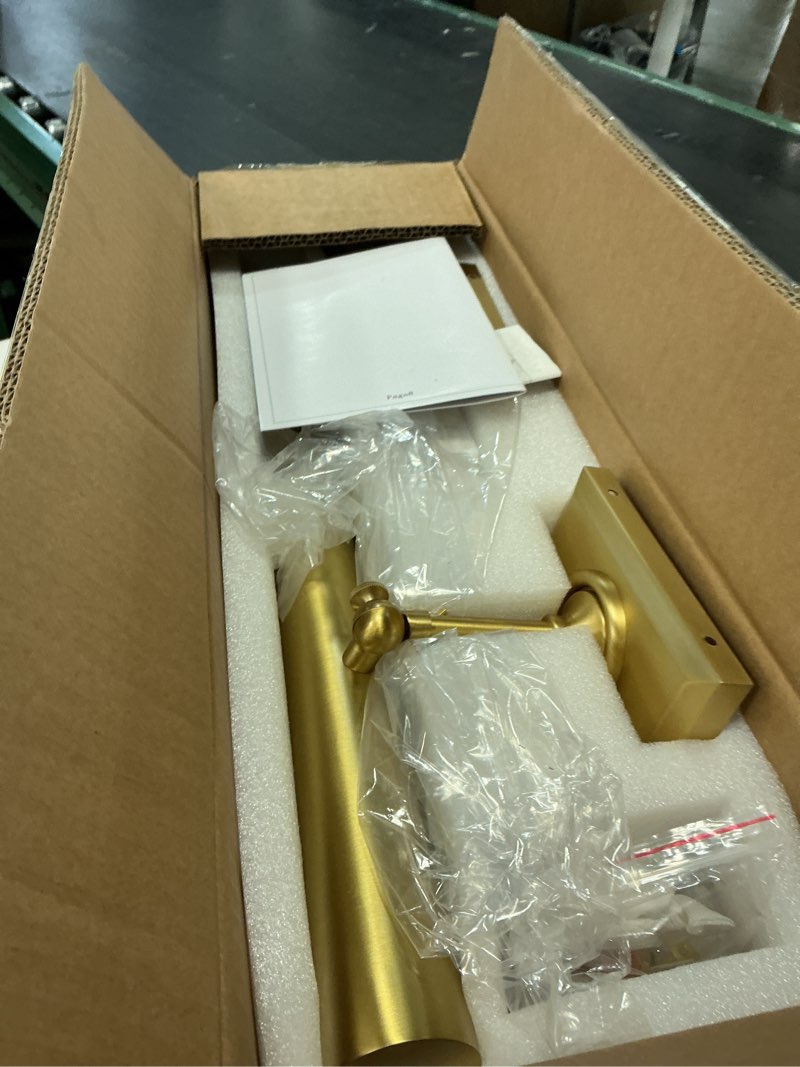 Condition photo showing Good Condition for picture light, 24in hardwired picture lights for wall, dimmable wall sconces poster light, brass 4 lighting for paintings frames art display gallery bedroom living room-included bulbs(gold) gold 24in