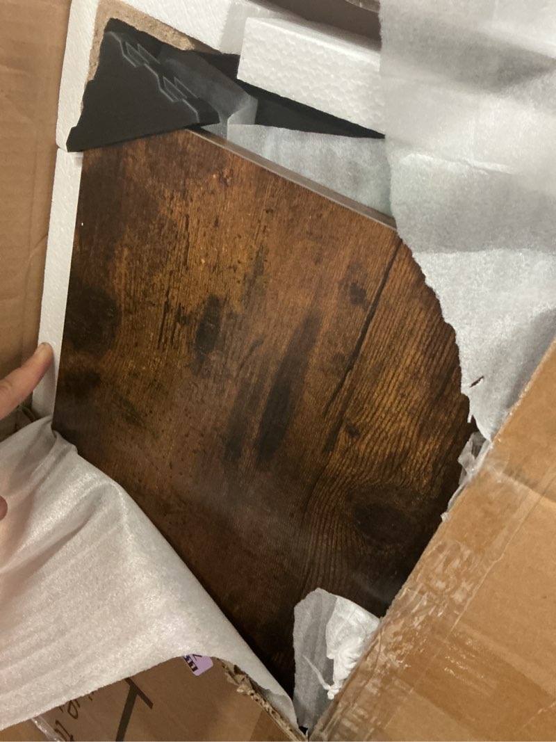 Condition photo showing As Is for Huuger Computer Desk with 6 Drawers, Office Desk with Shelves, Reversible Gaming Desk, Corner Desk with Storage, Work for Home Office, Study, Living Room, 47inch, Rustic Brown 47 inch Rustic Brown