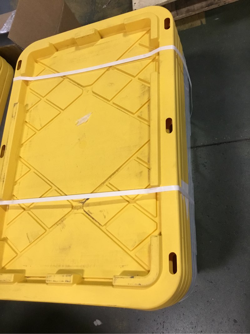 Condition photo showing Good Condition for Office Depot® GreenMade® Professional Storage Totes, 23 Gallon, Clear/Yellow, Pack Of 3 Totes