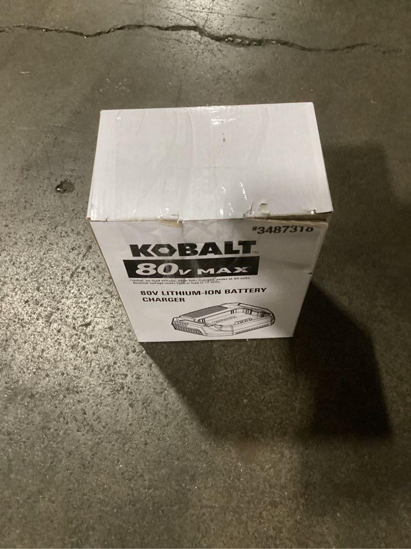 Condition photo showing As Is for kobalt battery charger