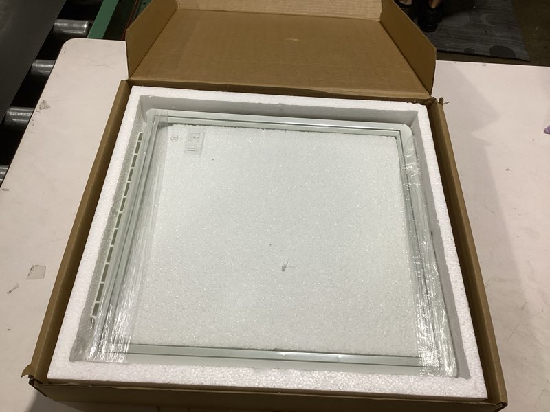 Condition photo showing As Is for 241969501 refrigerator shelf frame with glass compatible with frigidaire refrigerator, refrigerator drawer cover for refrigerator replacement shelf with 240443384 glass