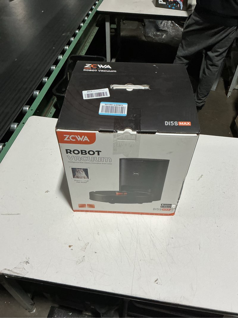 Condition photo showing As Is for ZCWA D15S MAX Robot Vacuum and Mop Combo, 10000Pa Suction Robot Vacuum, Self-Emptying, Lidar Navigation Robot Vacuum Cleaner, 3200mAh/Automatic Recharging, 3.5L Dust Bin, App Control, Wi-Fi Connected