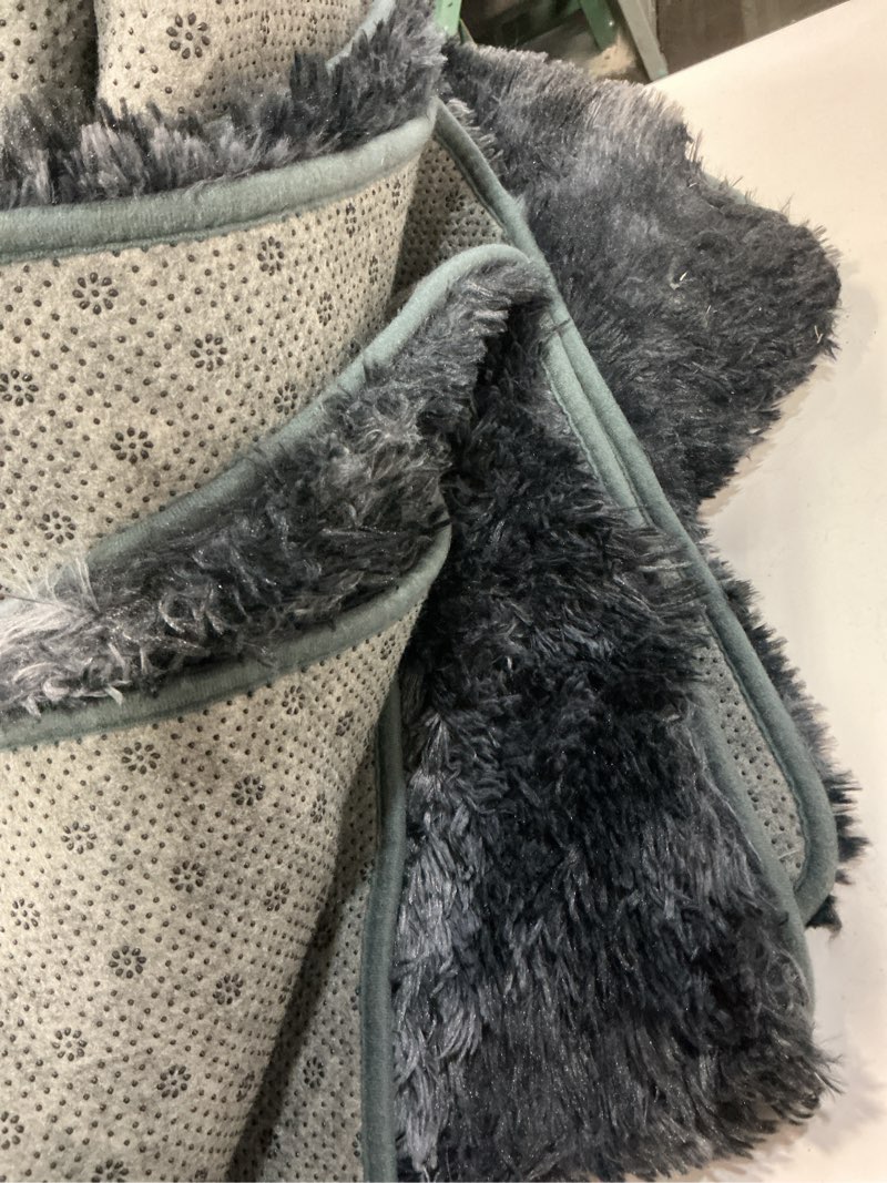 Condition photo showing As Is for 6x9 Ft Large Shag Rugs for Living Room Decor, Tie-Dyed Ultra Soft Fluffy Furry Area Rugs for Bedroom Indoor Floor, Aesthetic Carpet for Kids Home (Dark Grey) Dark Grey 6' x 9' (Rectangular)