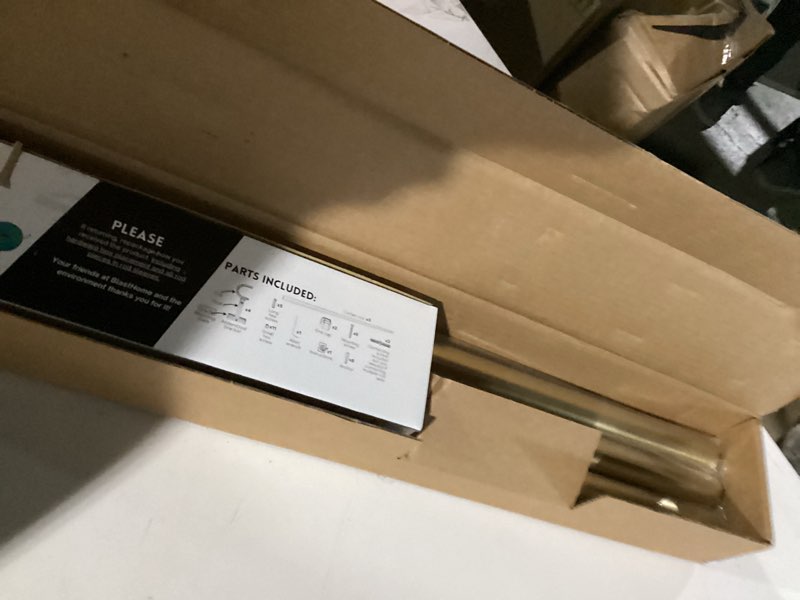 Condition photo showing New/Like New for BlastHome® Non-Adjustable Luxury Curtain Rods for Windows, 1 ¼” Rod Set, 7 foot Fixed Length (Two Rods Connect for a Seamless Look), Brushed Gold Single Rod Brushed Gold 7 foot