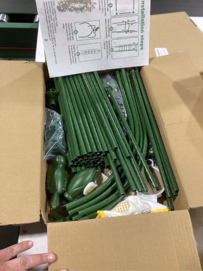 Condition photo showing As Is for 2 pack garden obelisk trellis, 70in tall plant support for climbing vine, metal covered plastic rustproof heavy duty rose trellis indoor outdoor (green, 70 * 11.8 * 11.8in?h*w*l?) green 70*11.8*11.8in?h*w*l?