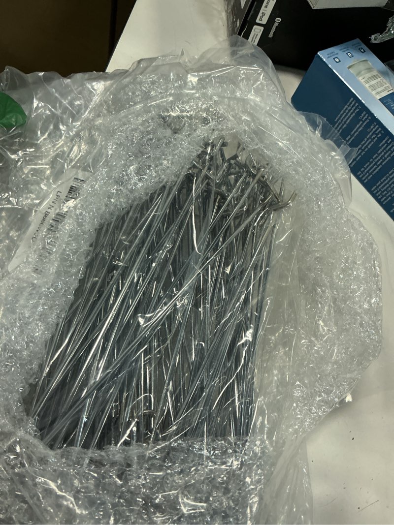 Condition photo showing Good Condition for Funrous 100 Pack Peg Board Hooks Stainless Steel Pegboard Hooks Shelving Display Hanging Peg Board Holders for 1/8 and 1/4 Garage Storage Tools Organizer(10 inch)