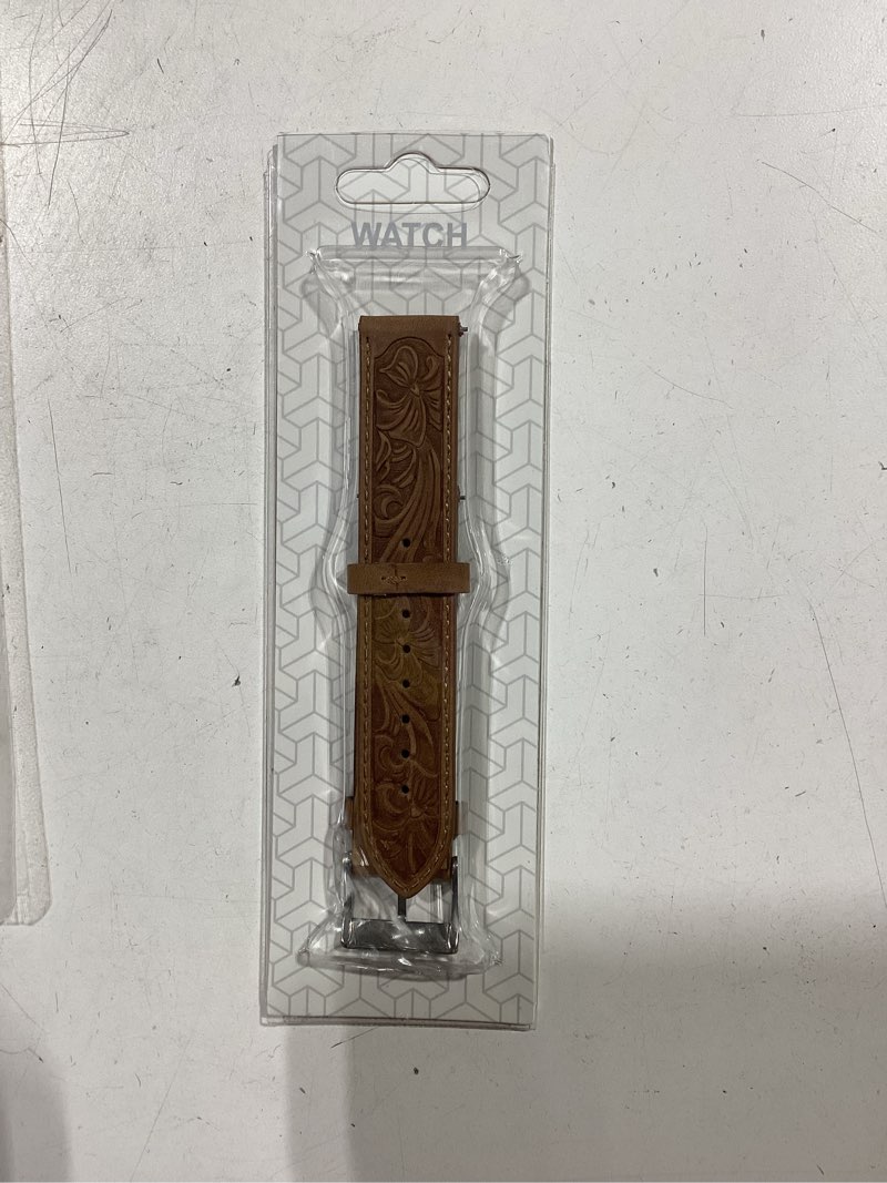 Condition photo showing Good Condition for 20mm leather watch bands, western retro embossed leather bands compatible with samsung galaxy watch 6/5/4 44/40/45/46/42mm genius leather watch band for women men, retro brown retro brown 20mm