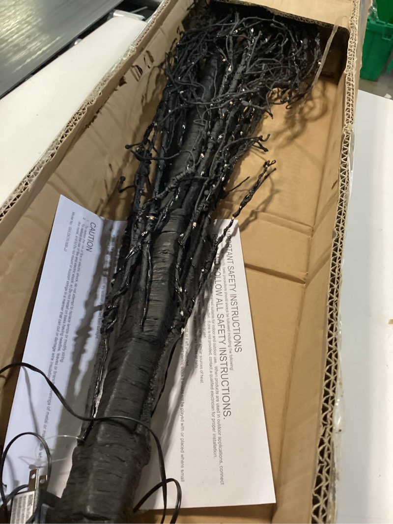 Condition photo showing Good Condition for Nearly Natural 6ft. Pre-Lit Halloween Black Twig Artificial Fall Tree with 300 Orange and Purple LED Lights