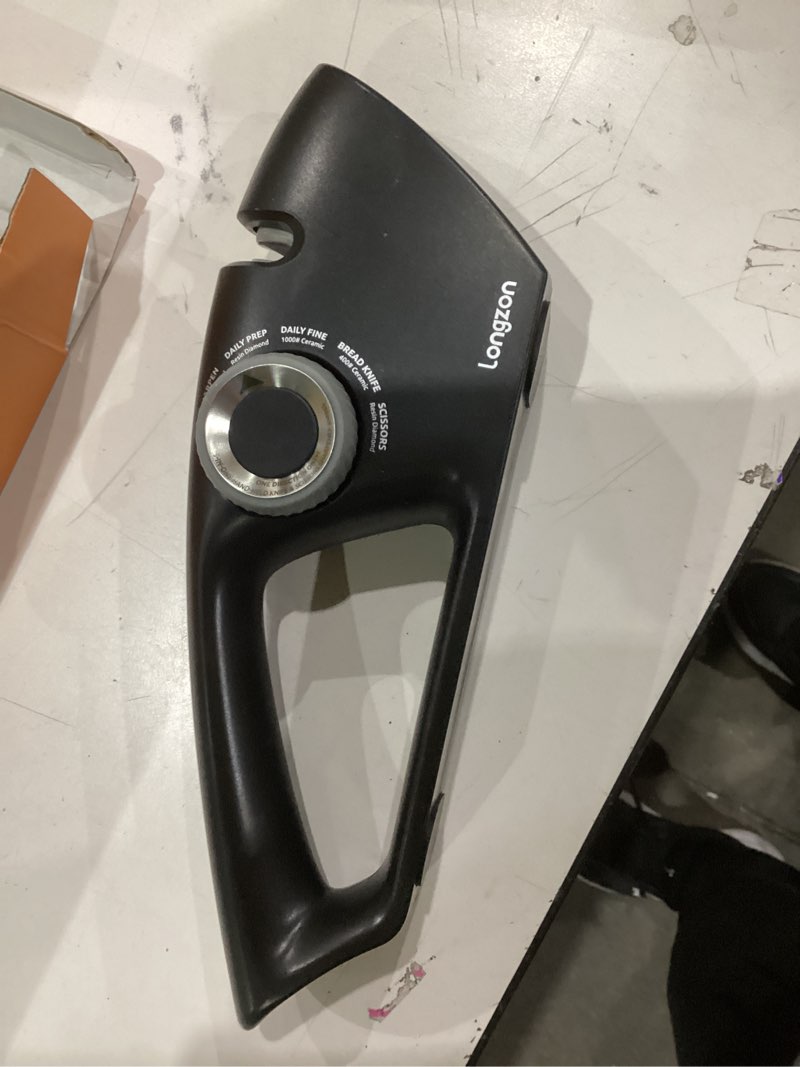 Condition photo showing Good Condition for Longzon 5-in-1 Knife Sharpener 5 Stage for Serrated Knives, Scissors with Cut-Resistant Glove,Original Premium Polish Blades,Best Kitchen Knife Sharpener Repair & Restore Pocket Knife, Chefs knife Black+Grey