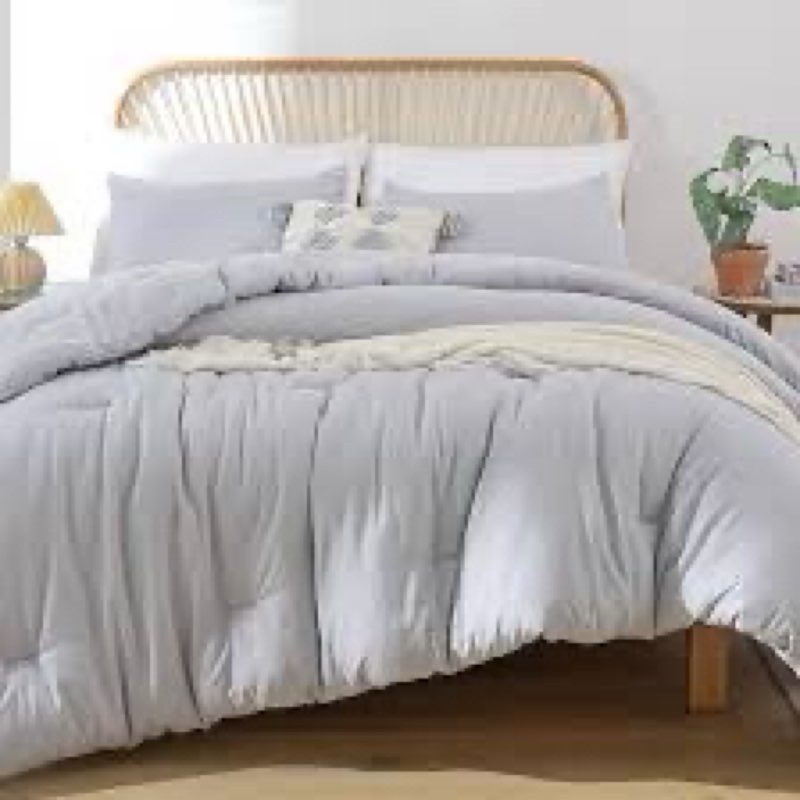 rosgonia king size comforter set grey, 3pcs king comforter set (1 gray comforter & 2 pillowcases) al