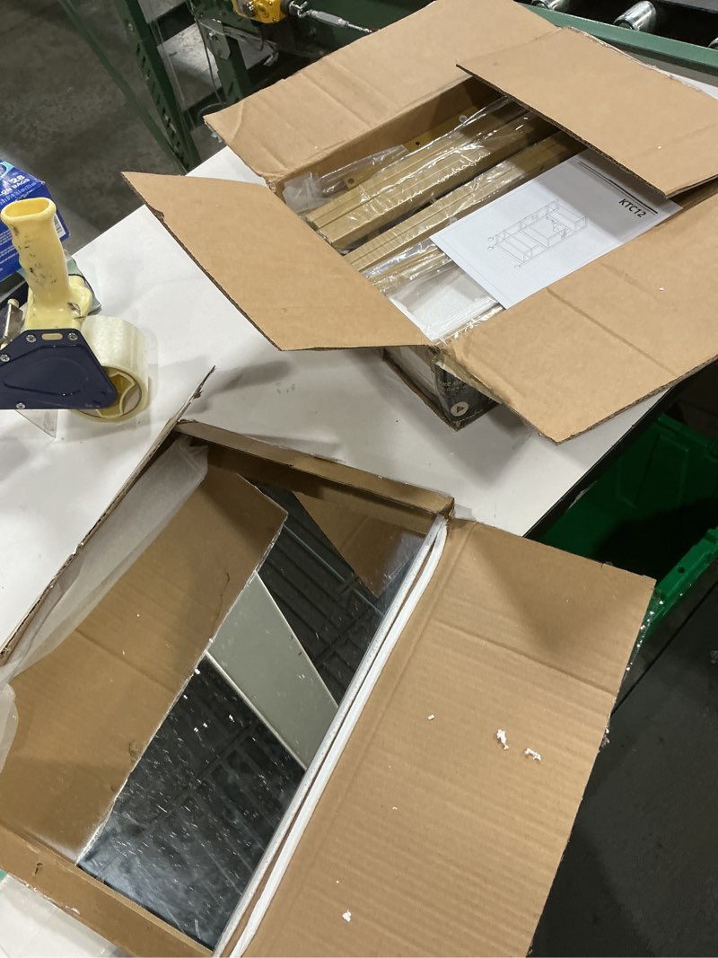 Condition photo showing As Is for bar cart, serving cart for home, microwave cart, drink cart, mobile kitchen shelf with wine rack and glass holder, rolling beverage cart for dining room, gold gold and mirror