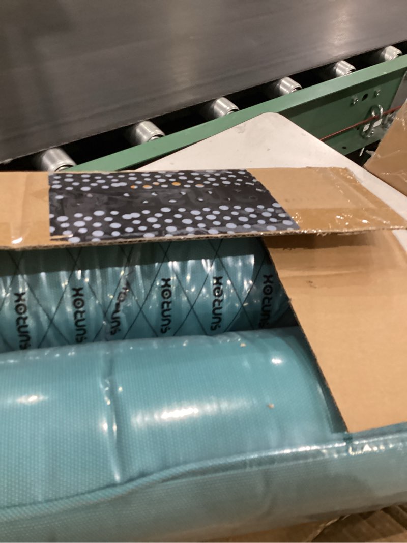 Condition photo showing Good Condition for sunrox memory foam jumbo rocking chair cushions, fadeshield water resistant non slip durable tufted pads, set of seat & back cushion with ties for indoor/outdoor rocker, 2 piece, turquoise jumbo- 28"x18"/18"x18" turquoise