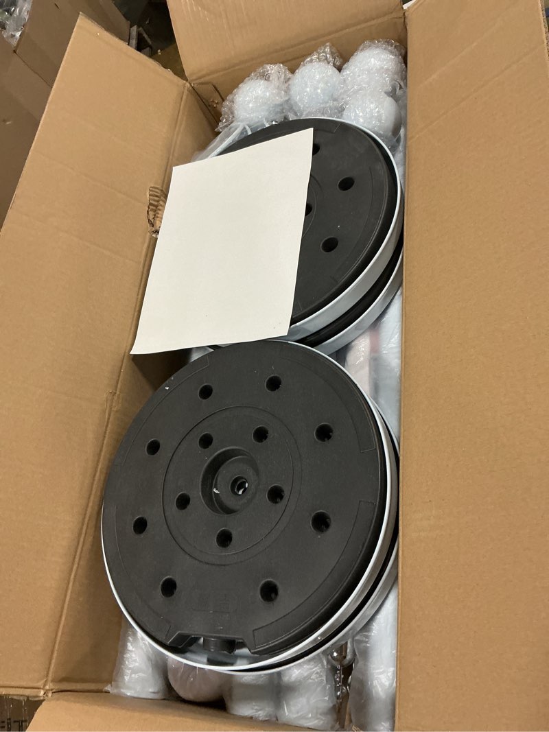 Condition photo showing Good Condition for Ferraycle 4 Pcs Stainless Steel Stanchion Post Queue Red Carpet Ropes and Poles 5 ft White Velvet Rope Safety Barriers Sand Injection Hollow Base Crowd Control Stanchion for Party Theaters Wedding